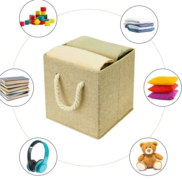 Foldable Fabric Storage Bin with Cotton Rope Handle - Foldable Fabric Storage Bin with Cotton Rope Handle - Image 2 of 4