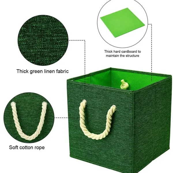 Foldable Fabric Storage Bin with Cotton Rope Handle - Foldable Fabric Storage Bin with Cotton Rope Handle - Image 3 of 4