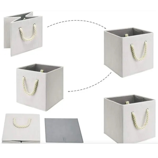 Foldable Fabric Storage Bin with Cotton Rope Handle - Foldable Fabric Storage Bin with Cotton Rope Handle - Image 4 of 4
