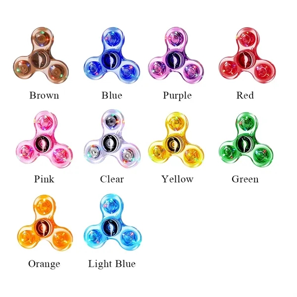 Custom Clear LED Light Fidget Spinner Toys - Custom Clear LED Light Fidget Spinner Toys - Image 1 of 13