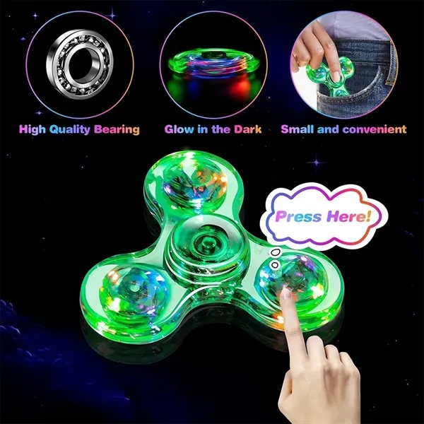 Custom Clear LED Light Fidget Spinner Toys - Custom Clear LED Light Fidget Spinner Toys - Image 3 of 13