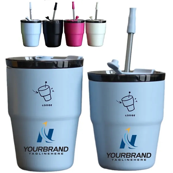 19OZ. Stainless Steel Straw Insulated Coffee Cup - 19OZ. Stainless Steel Straw Insulated Coffee Cup - Image 0 of 7