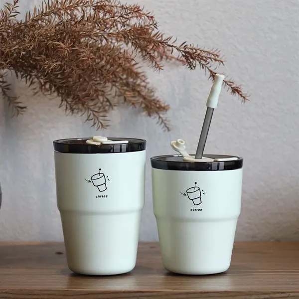 19OZ. Stainless Steel Straw Insulated Coffee Cup - 19OZ. Stainless Steel Straw Insulated Coffee Cup - Image 4 of 7