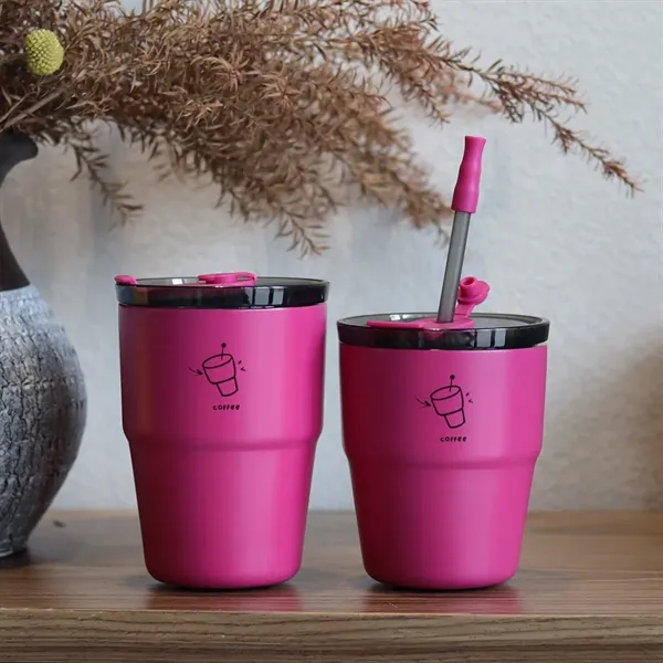 19OZ. Stainless Steel Straw Insulated Coffee Cup - 19OZ. Stainless Steel Straw Insulated Coffee Cup - Image 6 of 7