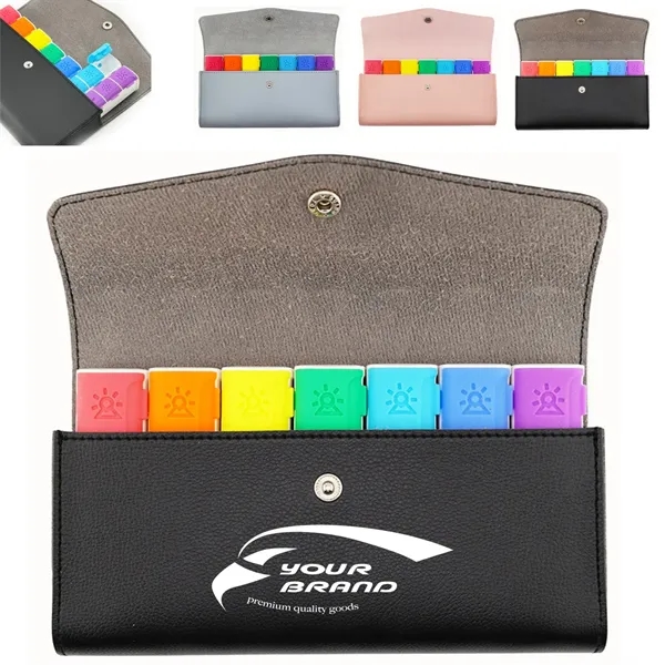 Portable Leather Weekly Pill Organizer Case - Portable Leather Weekly Pill Organizer Case - Image 0 of 4