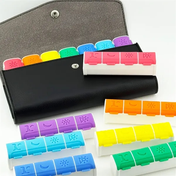 Portable Leather Weekly Pill Organizer Case - Portable Leather Weekly Pill Organizer Case - Image 3 of 4