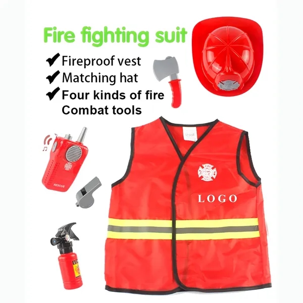 Kids Fireman Role Play Costume Set For Themed Party - Kids Fireman Role Play Costume Set For Themed Party - Image 1 of 3