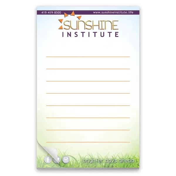 Paper Note Pad 3 1/2 x 5 1/2, 25 pages w/ mag 4CP