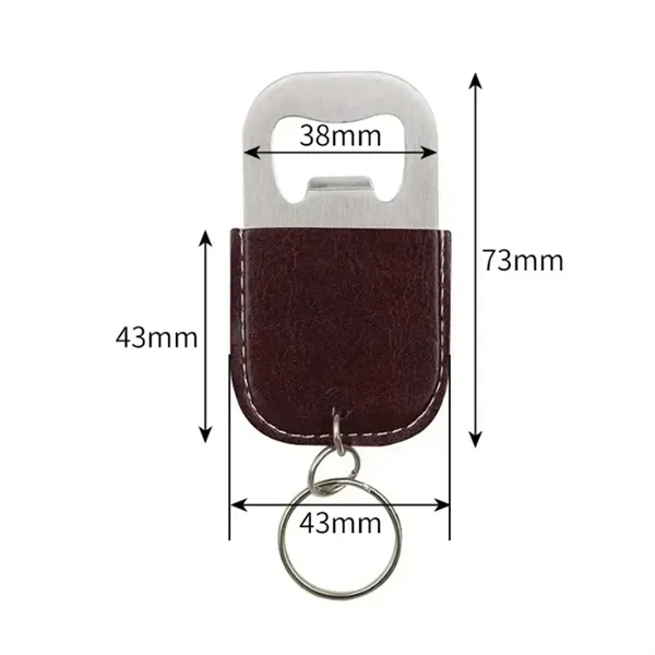 Leather Keychain Bottle Opener with Stainless Steel - Leather Keychain Bottle Opener with Stainless Steel - Image 1 of 4
