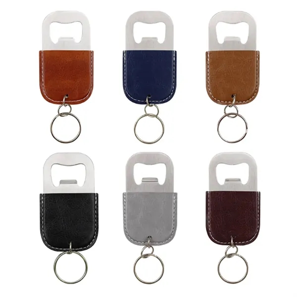 Leather Keychain Bottle Opener with Stainless Steel - Leather Keychain Bottle Opener with Stainless Steel - Image 2 of 4