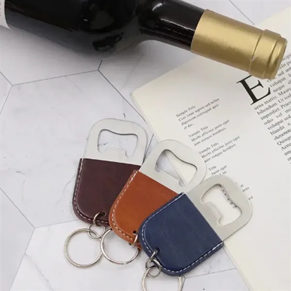 Leather Keychain Bottle Opener with Stainless Steel - Leather Keychain Bottle Opener with Stainless Steel - Image 4 of 4