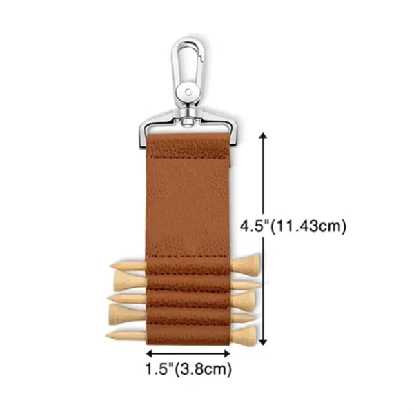 Leather Golf Tee Holder with Carabiner Clip - Leather Golf Tee Holder with Carabiner Clip - Image 1 of 4