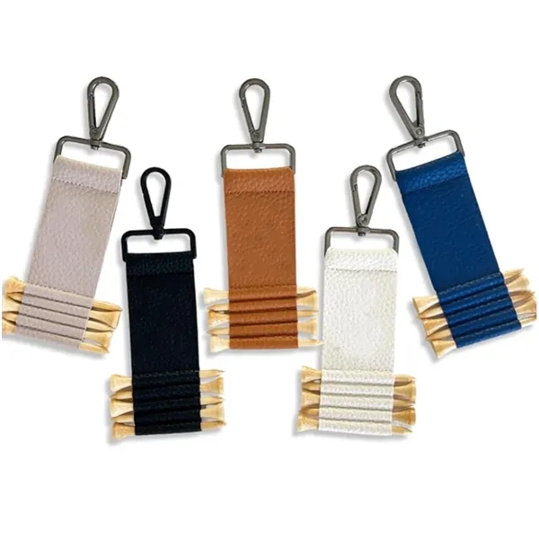 Leather Golf Tee Holder with Carabiner Clip - Leather Golf Tee Holder with Carabiner Clip - Image 2 of 4