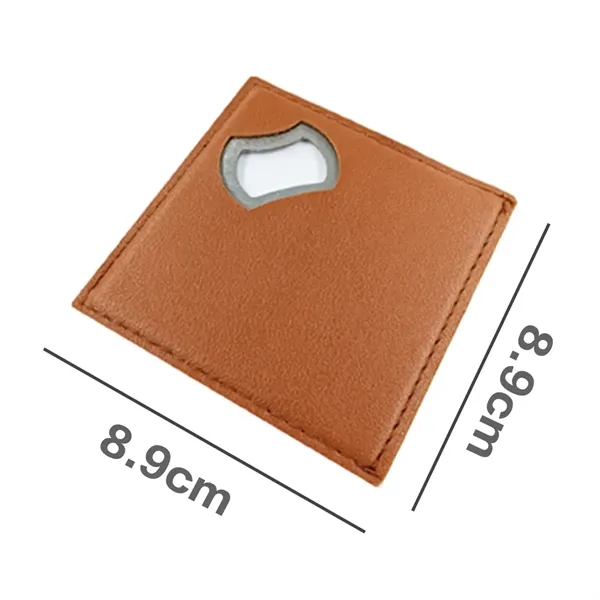 Leather Coaster with Built-in Bottle Opener - Leather Coaster with Built-in Bottle Opener - Image 1 of 4