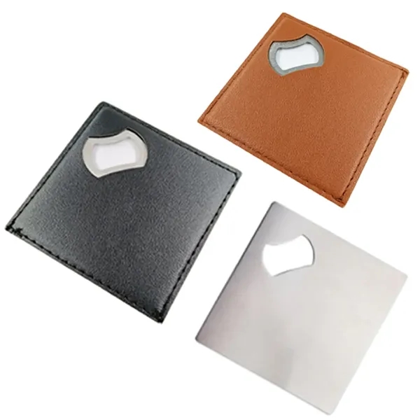 Leather Coaster with Built-in Bottle Opener - Leather Coaster with Built-in Bottle Opener - Image 2 of 4