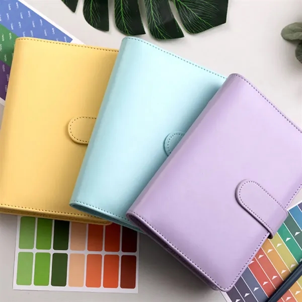 A6 PU Leather 6-Ring Binder Planner with Snap Closure - A6 PU Leather 6-Ring Binder Planner with Snap Closure - Image 5 of 5