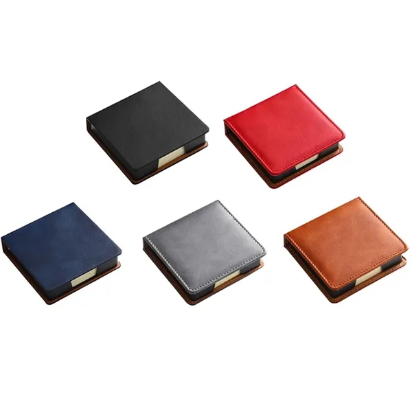 PU Leather Sticky Note Holder with Refillable Memo Pad - PU Leather Sticky Note Holder with Refillable Memo Pad - Image 2 of 4