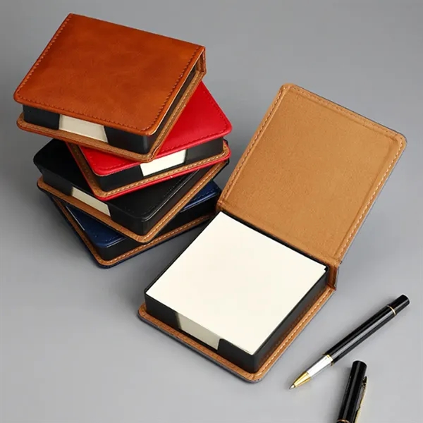 PU Leather Sticky Note Holder with Refillable Memo Pad - PU Leather Sticky Note Holder with Refillable Memo Pad - Image 4 of 4