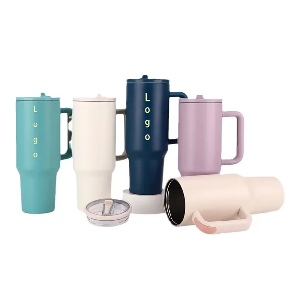 40 oz Tumbler With Handle Insulated Water Bottles Travel Cup - 40 oz Tumbler With Handle Insulated Water Bottles Travel Cup - Image 0 of 4