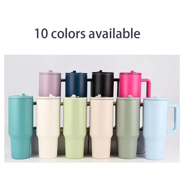 40 oz Tumbler With Handle Insulated Water Bottles Travel Cup - 40 oz Tumbler With Handle Insulated Water Bottles Travel Cup - Image 2 of 4