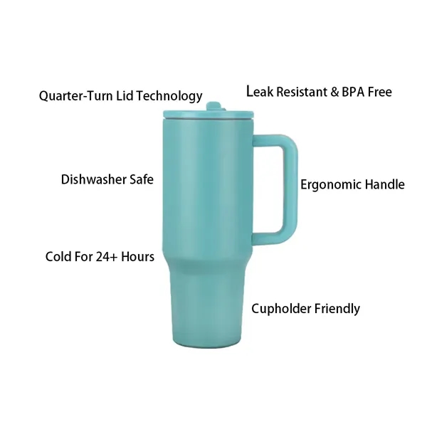40 oz Tumbler With Handle Insulated Water Bottles Travel Cup - 40 oz Tumbler With Handle Insulated Water Bottles Travel Cup - Image 4 of 4