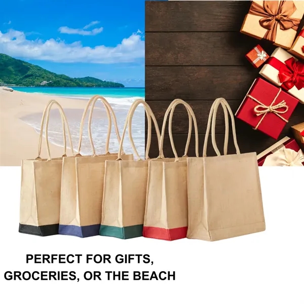 All Natural Jute Tote Bag with Rope Handles - All Natural Jute Tote Bag with Rope Handles - Image 2 of 6