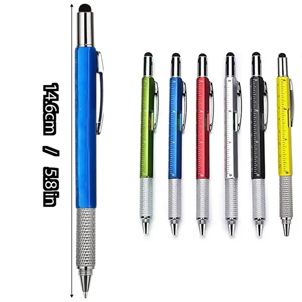 6 in 1 Multitool Tool Ballpoint Pen with Ruler Levelgauge - 6 in 1 Multitool Tool Ballpoint Pen with Ruler Levelgauge - Image 1 of 6