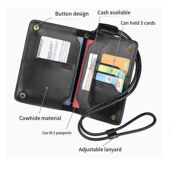 Genuines Leather Unisex Travel Wallet Passport Holder Case - Genuines Leather Unisex Travel Wallet Passport Holder Case - Image 2 of 2