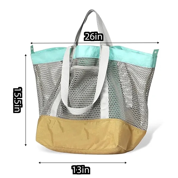 Large Mesh Foldable Beach Bag Vacation Pool Shopping Tote - Large Mesh Foldable Beach Bag Vacation Pool Shopping Tote - Image 1 of 6