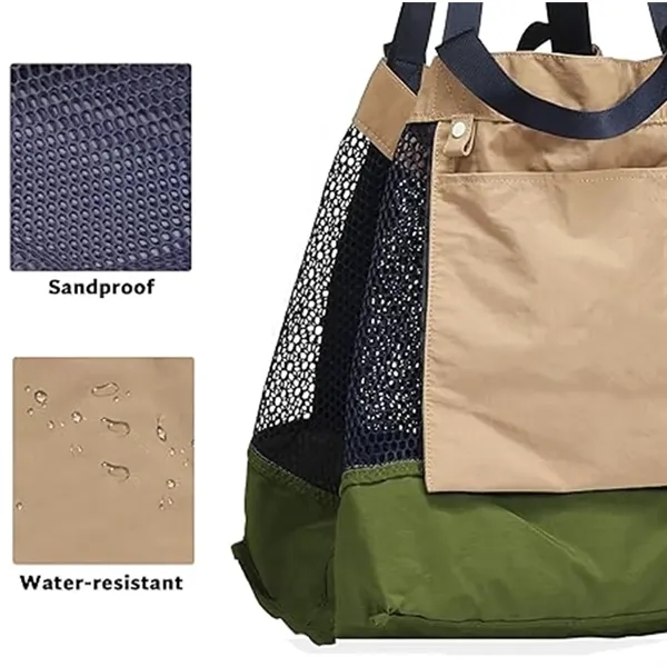 Large Mesh Foldable Beach Bag Vacation Pool Shopping Tote - Large Mesh Foldable Beach Bag Vacation Pool Shopping Tote - Image 2 of 6
