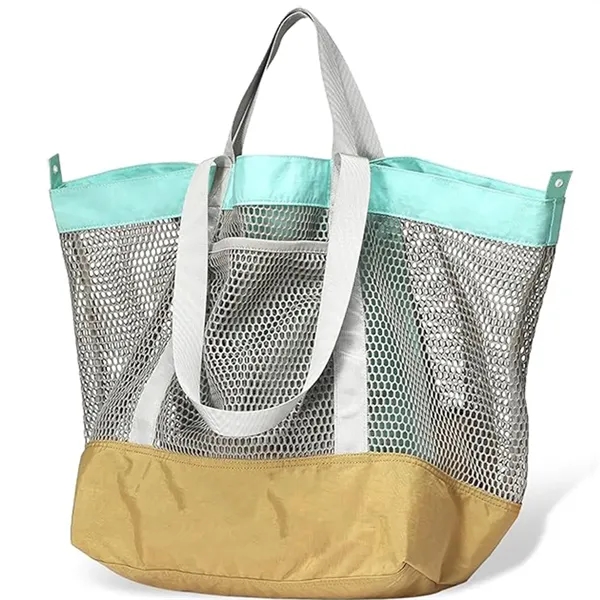 Large Mesh Foldable Beach Bag Vacation Pool Shopping Tote - Large Mesh Foldable Beach Bag Vacation Pool Shopping Tote - Image 3 of 6