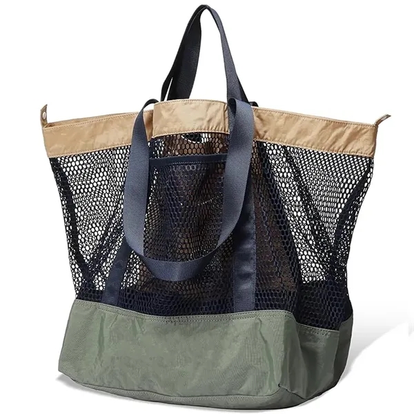 Large Mesh Foldable Beach Bag Vacation Pool Shopping Tote - Large Mesh Foldable Beach Bag Vacation Pool Shopping Tote - Image 5 of 6