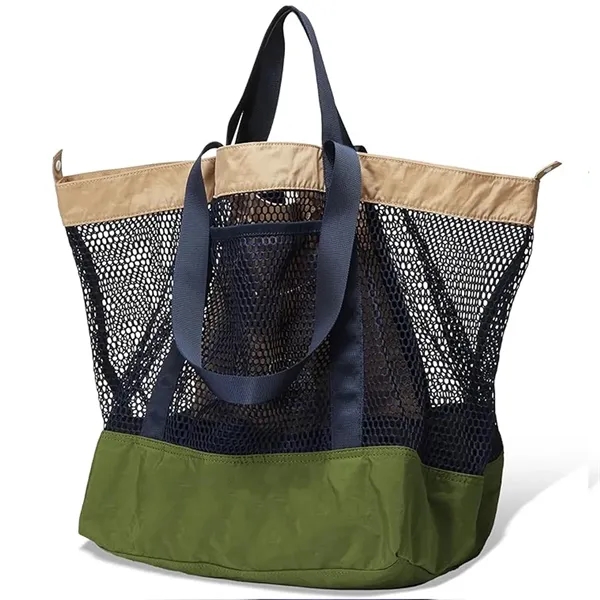 Large Mesh Foldable Beach Bag Vacation Pool Shopping Tote - Large Mesh Foldable Beach Bag Vacation Pool Shopping Tote - Image 6 of 6