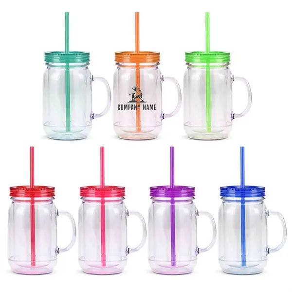 16OZ Plastic Cup with Handle & Straw - 16OZ Plastic Cup with Handle & Straw - Image 0 of 4