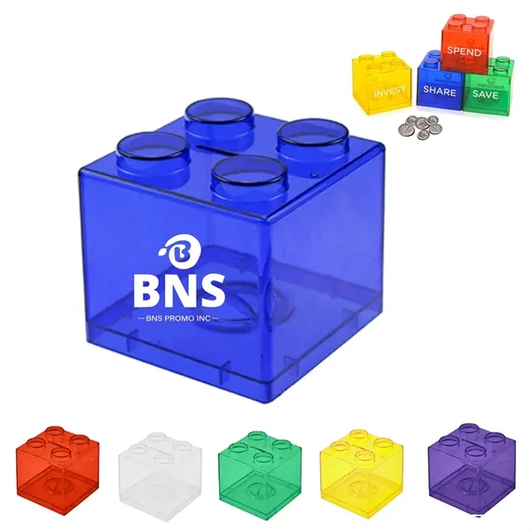 Building Block Banks, Save Spend Share Piggy Bank - Building Block Banks, Save Spend Share Piggy Bank - Image 0 of 0