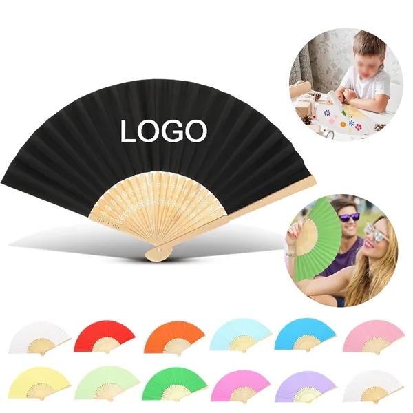 Full-color Folding Bamboo Paper Hand Fan - Full-color Folding Bamboo Paper Hand Fan - Image 0 of 3