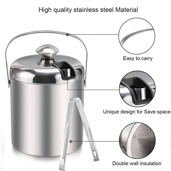 Portable Double Wall Ice Bucket with Tong, - Portable Double Wall Ice Bucket with Tong, - Image 1 of 3