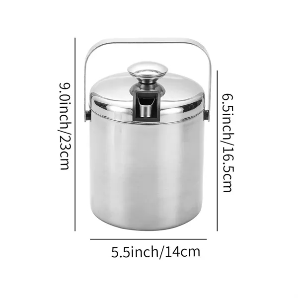 Portable Double Wall Ice Bucket with Tong, - Portable Double Wall Ice Bucket with Tong, - Image 2 of 3