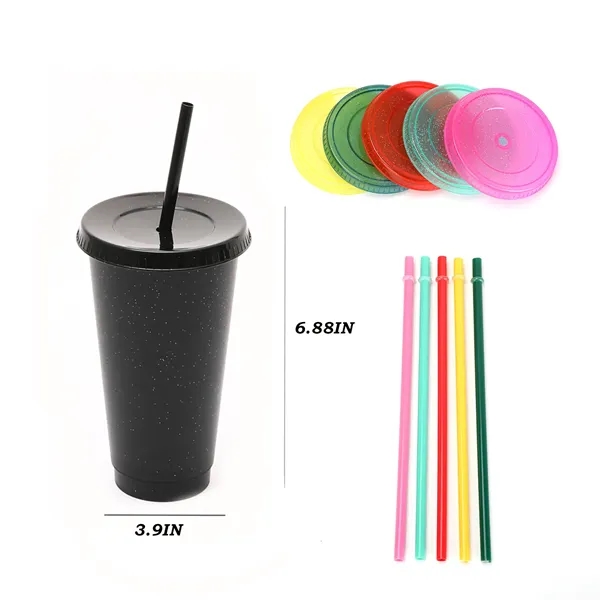 Reusable 24Oz Glitter Pp Cup With Straw And Lid - Reusable 24Oz Glitter Pp Cup With Straw And Lid - Image 1 of 1
