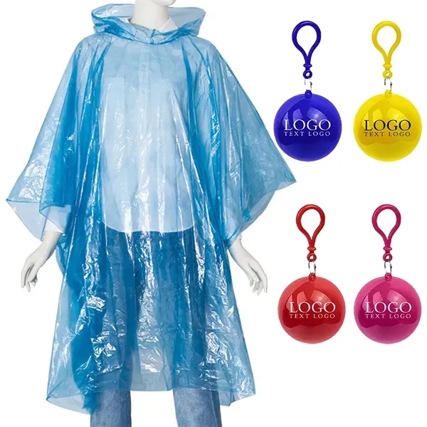 Keychain Ball Poncho Disposable Raincoat - Keychain Ball Poncho Disposable Raincoat - Image 4 of 9