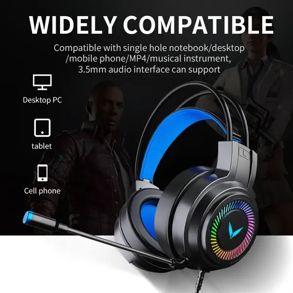 USB Luminous Wired Headset with Microphone - USB Luminous Wired Headset with Microphone - Image 1 of 4