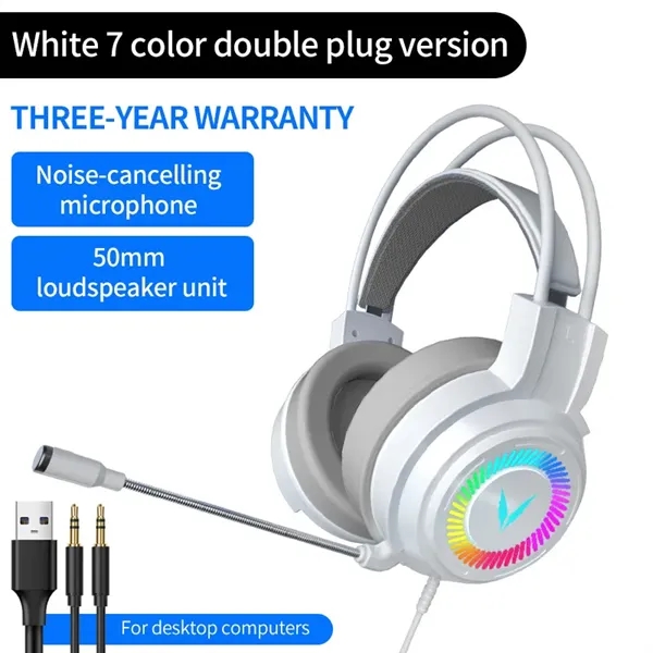 USB Luminous Wired Headset with Microphone - USB Luminous Wired Headset with Microphone - Image 3 of 4