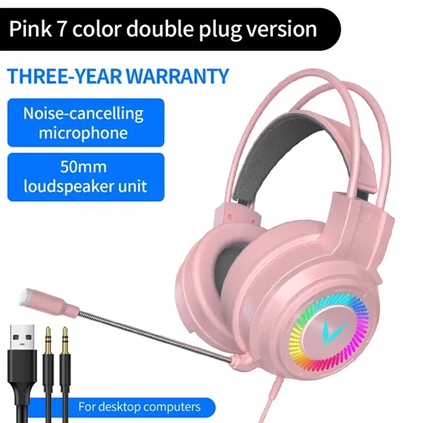 USB Luminous Wired Headset with Microphone - USB Luminous Wired Headset with Microphone - Image 4 of 4