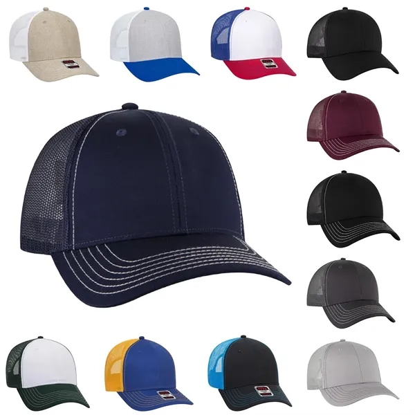 OTTO 6-Panel Low Profile Mesh Back Trucker Hat - OTTO 6-Panel Low Profile Mesh Back Trucker Hat - Image 7 of 18