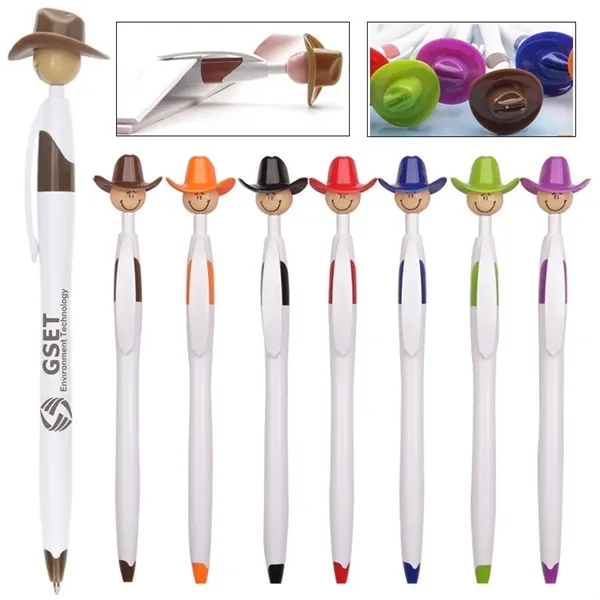 Cowboy Hat Smiley Ballpoint Pens - Cowboy Hat Smiley Ballpoint Pens - Image 1 of 13