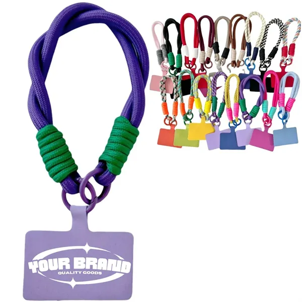 Phone Lanyard Wrist Strap Handmade With Patch Tether Tab - Phone Lanyard Wrist Strap Handmade With Patch Tether Tab - Image 0 of 2