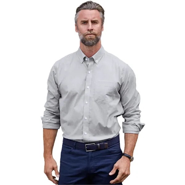 Cutter & Buck Stretch Oxford Stripe Mens Big and Tall Lon... - Cutter & Buck Stretch Oxford Stripe Mens Big and Tall Lon... - Image 0 of 5
