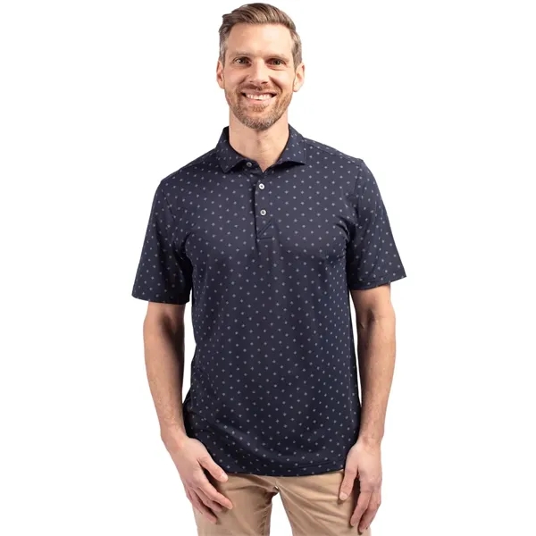 Cutter & Buck Virtue Eco Pique Tile Print Recycled Mens Polo - Cutter & Buck Virtue Eco Pique Tile Print Recycled Mens Polo - Image 6 of 9