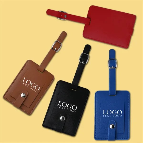 Elegant Leather Luggage Tags with A Classic Buckle Strap
