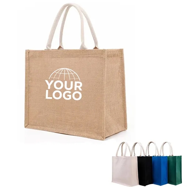 Reusable Burlap Sturdy Rounded Handles Jute Tote Bag - Reusable Burlap Sturdy Rounded Handles Jute Tote Bag - Image 0 of 8